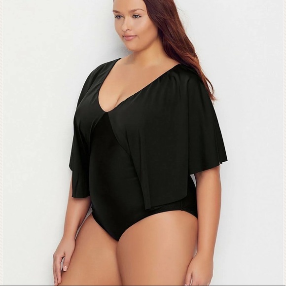 Raisins Curve Black Stingray Plus One Piece Swimsuit 22W - Picture 6 of 15